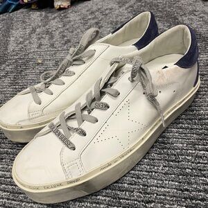 golden goose hi star white leather sneakers
